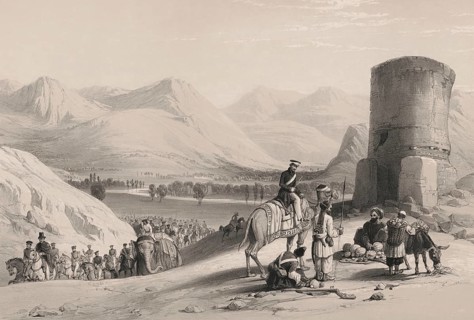 Maidan Valley, Afghanistan, Wardak Province, First Anglo-Afghan War, sketch by James Atkinson, 1839