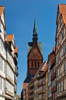 Market Church St. Georgii et Jacobi and half-timbered houses of Kramerstrasse, Old Town, State