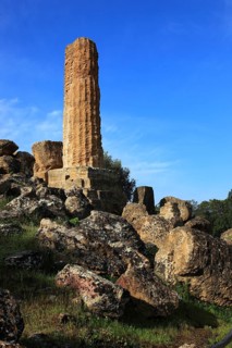 In the Parco Valle dei Templi di Agrigento, Unesco World Heritage Site, remains of the ancient city