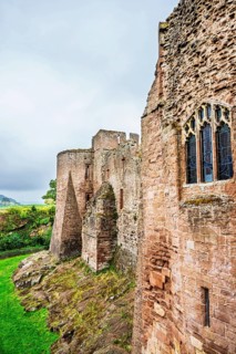 Autumn colors over Goodrich Castle, River Wye, Goodrich, Herefordshire, UK