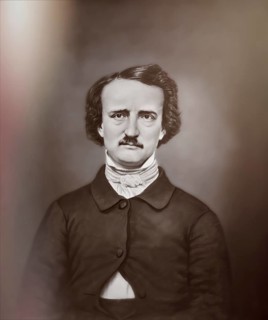Portrait of Edgar Allan Poe, 1809 – 1849, American writer, digitally edited according to a