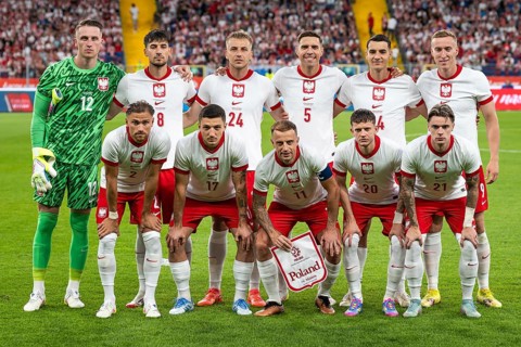 CHORZOW, POLAND - JUNE 6, 2025: Friendly match Poland - Moldova 2:0. Team of Poland