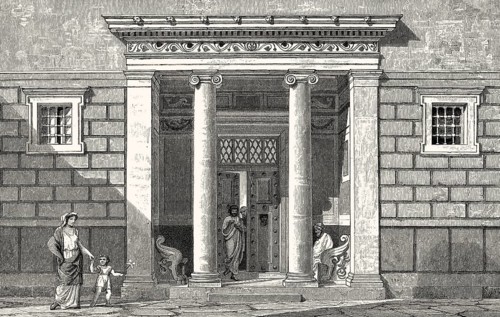The entrance of a house in ancient Greece