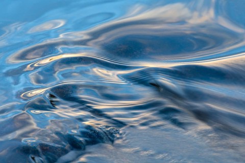 Waves in a stream, abstract, Norrbotten, Lapland, Sweden, August 2022