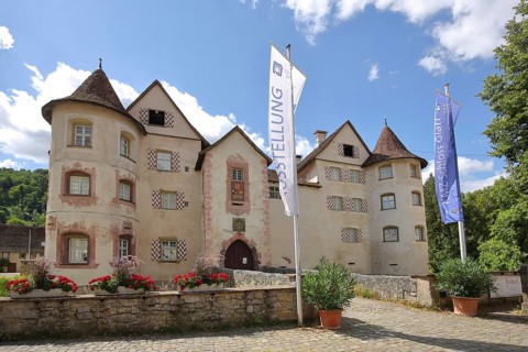 Renaissance Water Castle with Flag Museum, Glatt, Sulz am Neckar, Baden-Württemberg, Germany