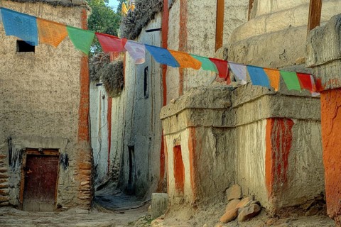 Nepal. Landlocked country in the Himalayas, mustang, mountains, Kali Gandaki gorge, Lo Montag, old