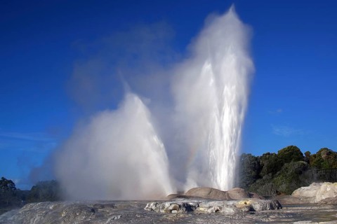 New Zealand, North Island, water fountain, Whakarewarewa, Pohutu Geyser, New Zealand
