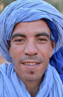 Berber with light blue turban, Merzouga, Meknès-Tafilalet region, Morocco