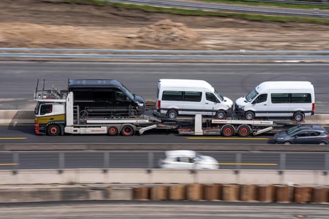 Car transporters, vehicles are being transported, A3 motorway, vans