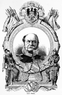 Portrait in a laurel wreath, Wilhelm Friedrich Ludwig of Prussia, Hohenzollern Emperor, motto, God