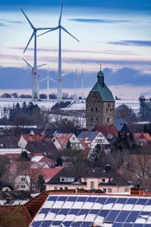 The town of Lichtenau, self-proclaimed energy town, wind farm, over 190 wind turbines and over 1200
