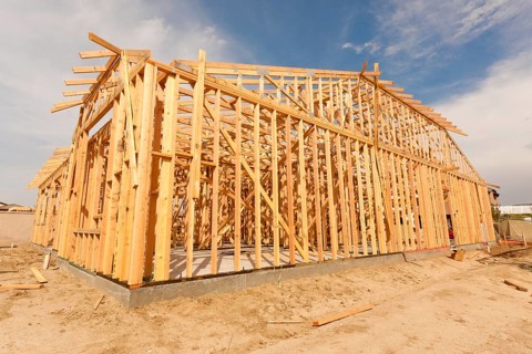 New Construction Wood Home Framing Abstract