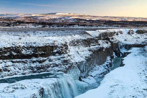 Gullfoss, Hvítá river waterfall, ice, frost, snow, winter, Haukadalur, Iceland, Scandinavia