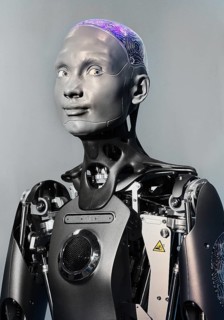 Humanoid communication robot that can simulate human emotions using AI, exhibition, history of the