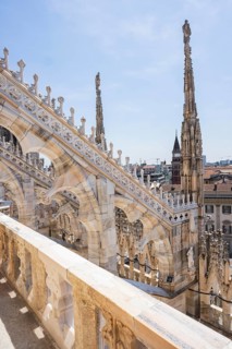 Details of the Milan Cathedral on a sunny day, Milan, Italy