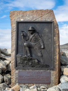 Monument to remember the founder of the tourist hut Juvasshytta, Jotunheimen National Park, Norway
