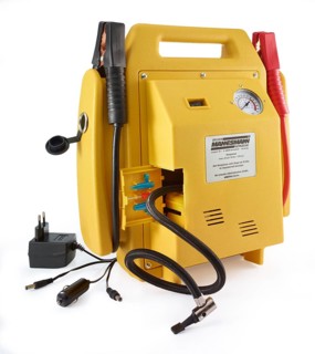 Mannesmann jump starter in front of a white background, studio shot