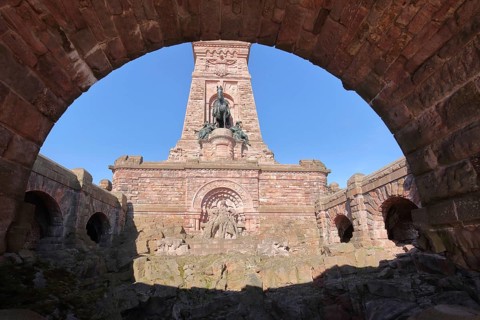 Kyffhäuser monument with Emperor Frederick I Barbarossa, equestrian figure, Kyffhäuser, Thuringia,