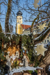 Bernried Monastery with cot in winter, Bernried, Lake Starnberg, Fünfseenland, Pfaffenwinkel, Upper