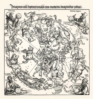 Northern Celestial Hemisphere by Albrecht Durer, woodcut, 1515