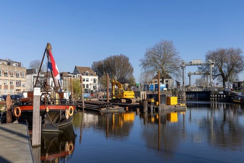 Museum harbour, Mallegatsluis lock, Gouda, Holland, Netherlands