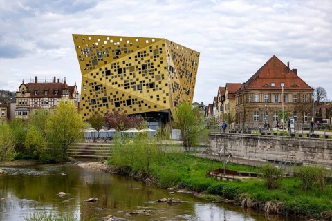 Distinctive building Forum Gold & Silver. The Gold and Silver Forum building, completed in 2014,