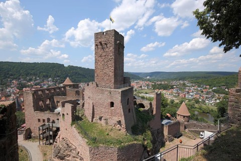 Castle built 12th century, cityscape, Wertheim, Baden-Württemberg, Germany