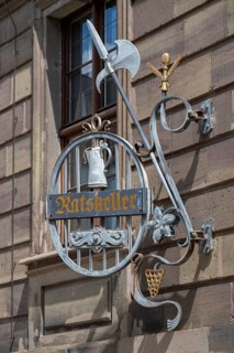 Wrought iron nose plate from the Ratskeller, Bad Kissingen, Lower Franconia, Bavaria, Germany