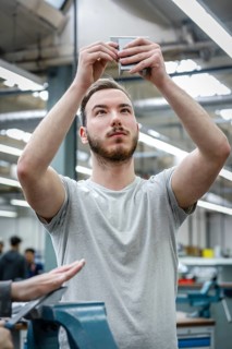 Remscheid, North Rhine-Westphalia, Germany - Trainees in the metalworking trades here during basic