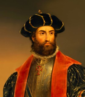 Vasco da Gama, c. 1460s – 1524, Portuguese explorer, digitally edited according to a painting by