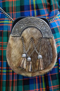 Kilt pocket on skirt, kilt, pipe concert, Sigmaringen, Baden-Württemberg, Germany