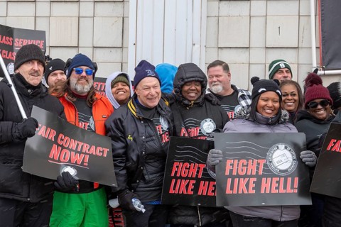 Detroit, Michigan USA - 22 February 2026 - Letter carriers rally at the Detroit post office as