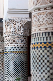 Columns in Riad, Column, traditional, decorated, ornament, decoration, art, construction, building,