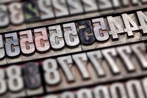 Hot metal printing setting, old letters made of lead for letterpress printing, Lettern aus dem