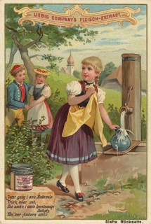 Picture series Children, Girl goes to the fountain and sees her friend standing with another girl,
