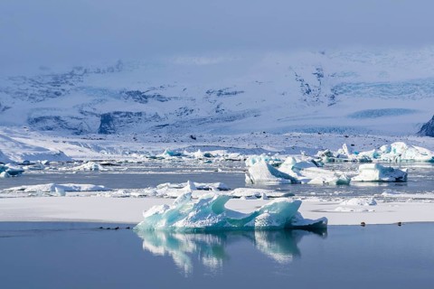 Glacier lagoon, glacial lake, glacier ice, water, snow, winter, Jökulsárlón, Breiðamerkurjökull,