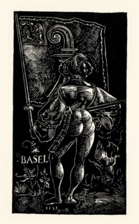 Standard bearer of Basel, white-line woodcut by Urs Graf, 1521, facsimile of the 19th century