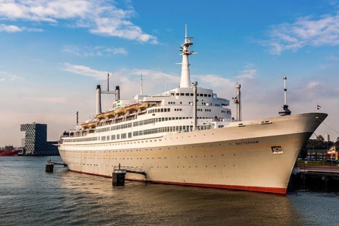 SS Rotterdam, former flagship of the Holland-America Line, today as a museum ship, hotel and