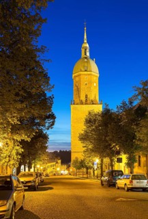 Night shot of the church of St Annen, Annaberg-Buchholz, Erzgebirge, Saxony, Germany