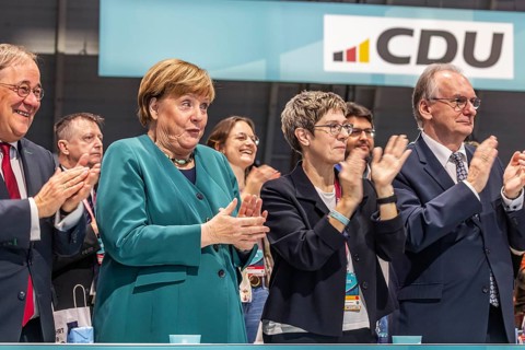 38th Federal Party Congress of the CDU of Germany in Stuttgart. Applause for Chancellor Friedrich