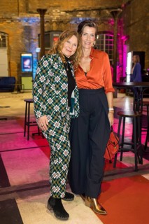 Marion Kracht and Julia Bremermann in front of the German Audio Film Awards ceremony at the