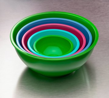 Colored bowls, studio shot