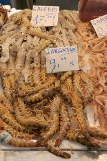 Prawns, market, Mercado central, Cadiz, Spain