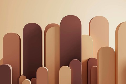 Abstract background features soft geometric shapes in warm tones, creating a serene atmosphere for