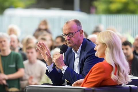 Friedrich Merz (CDU, Chancellor of the Federal Republic of Germany) during a stage talk at the Open