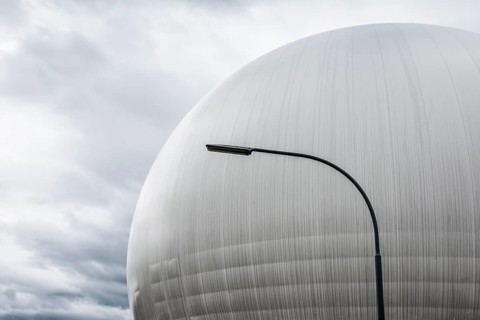 Radarstation, antennas der earth station Raisting, Upper Bavaria, Bavaria, Germany