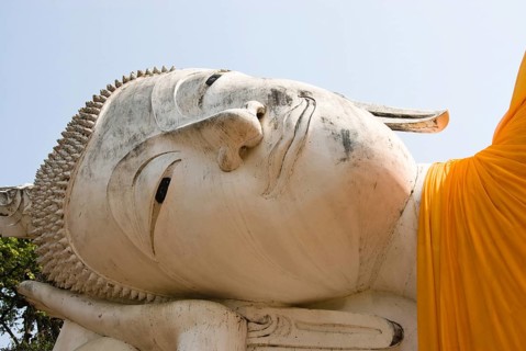 Reclining Buddha at Wat Khun Inthapramun temple near the city of Ang Thong, Thailand, Asia,