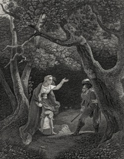 Margarete von Anjou, Königin von Heinrich VI. von Räubern im Wald überfallen Stipple