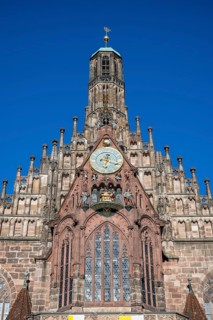 The western façade of the Church of Our Lady in the old town of Nuremberg, Middle Franconia,