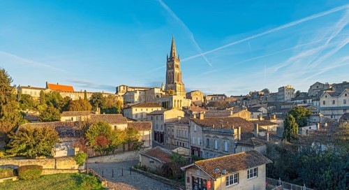 Panoramic view of old town of Saint-Emilion, France